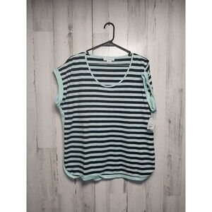 Striped Mint and Black Women's Top